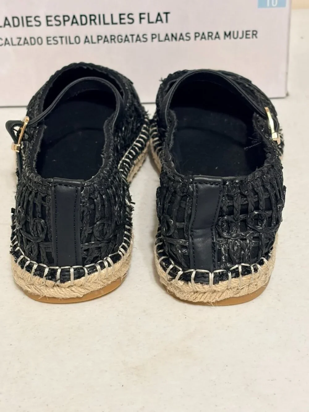New NIB Black/Beige Serra Espadrille Flat Strap Mary Janes Size 10